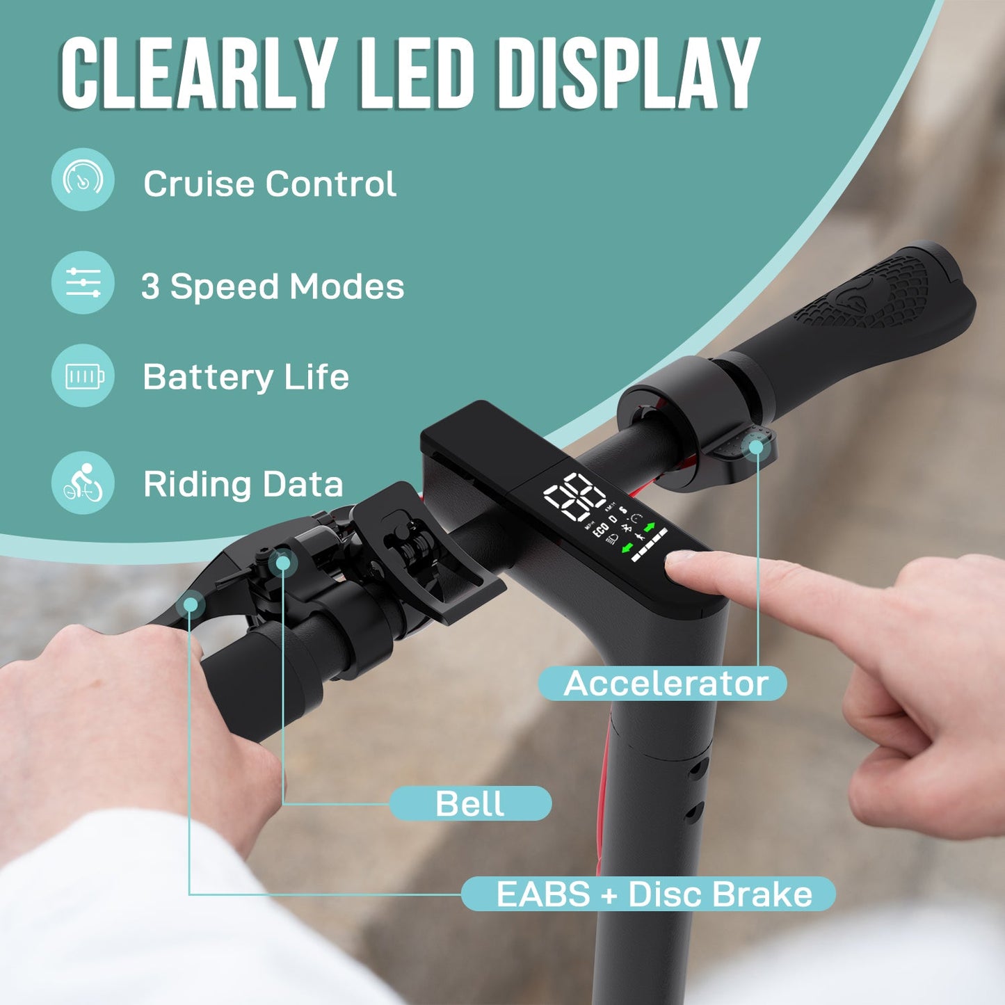 Scooter électrique EVERCROSS EV85F, moteur 350 W, jusqu'à 19 MPH et 19 miles, pneus solides 8,5'' et contrôle APP