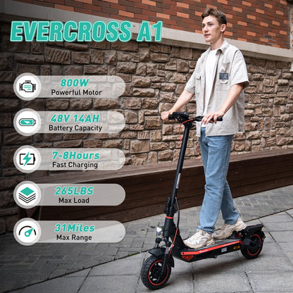 Scooter électrique adulte Evercross A1 - Commandes d'application de banlieue portables de 800 watts