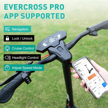 Scooter électrique adulte Evercross A1 - Commandes d'application de banlieue portables de 800 watts