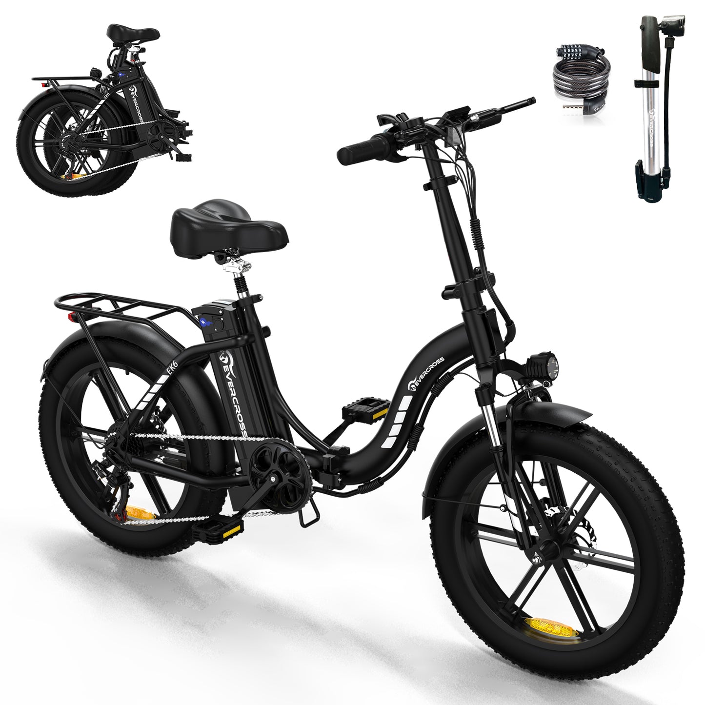 EVERCROSS EK6 Foldable Electric Mountain Bike – 20" Fat Tire